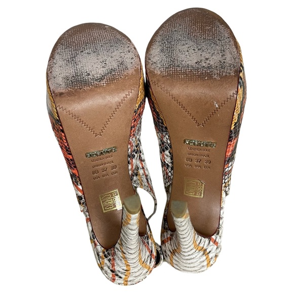 Schutz Faux Snakeskin Leather Slingback Platform Pumps Stiletto heels Mob Wife - Picture 7 of 11